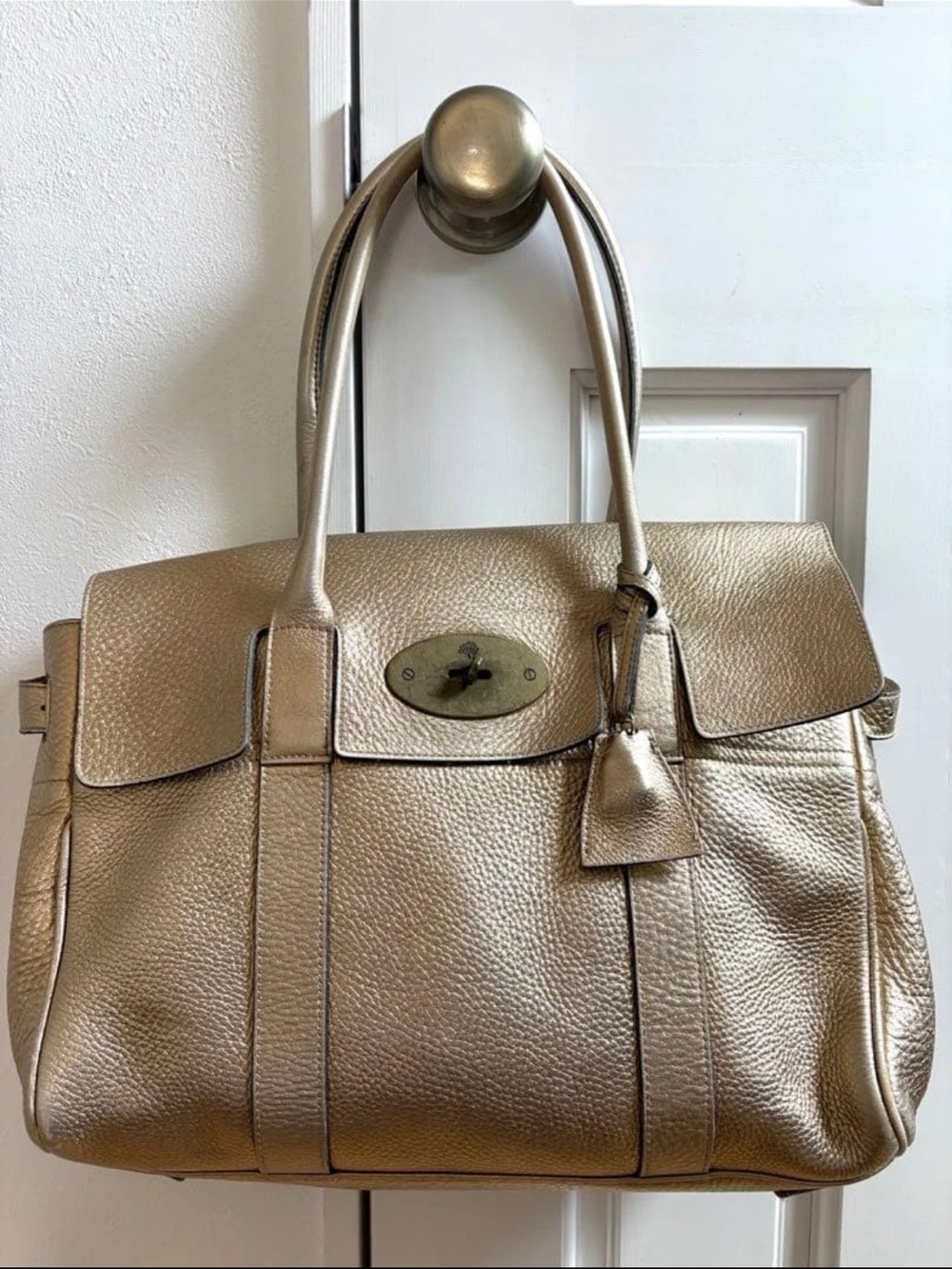 Mulberry Metallic Gold Pebbled Leather Shoulder Bag